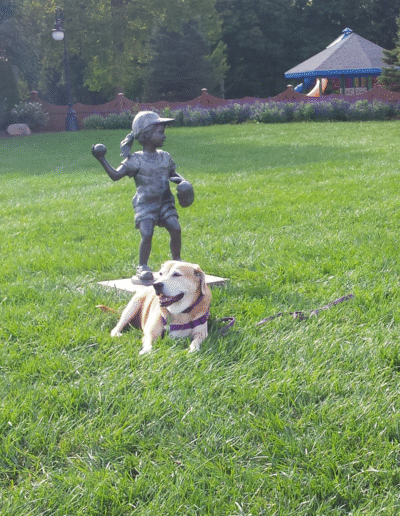Lucy the beagle mix in the park