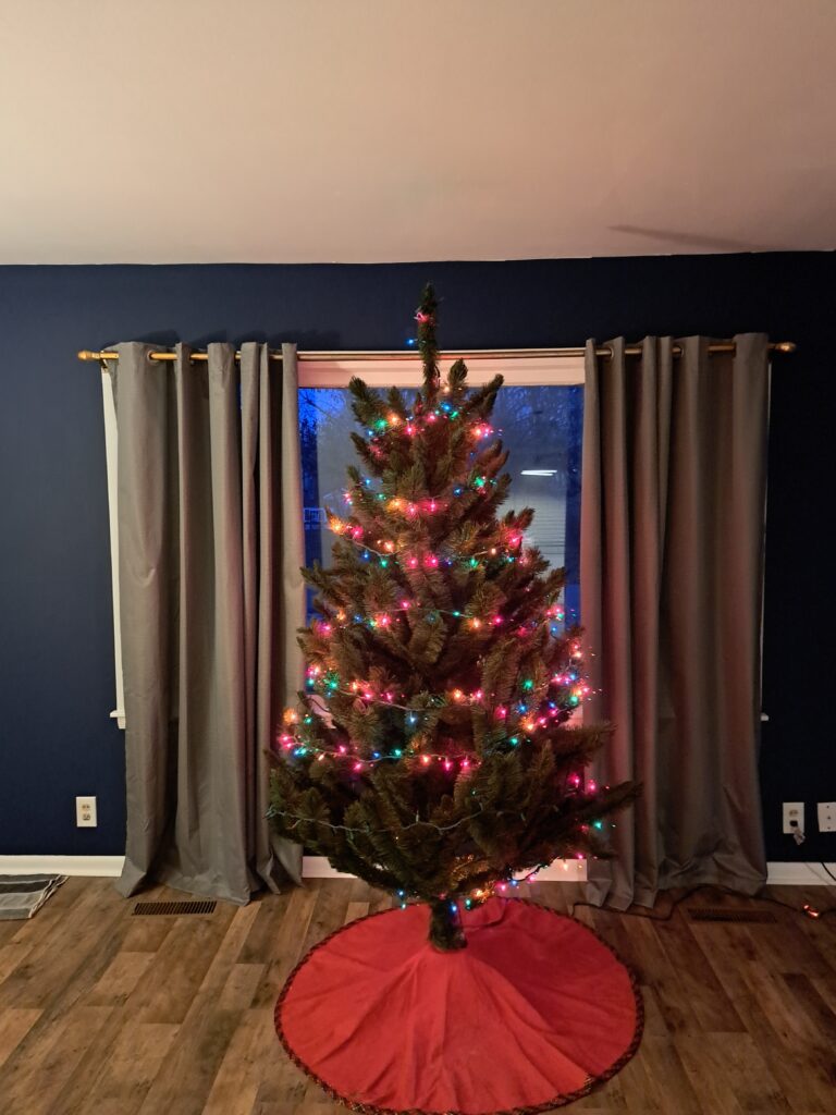 A very old tree going up in the new house.