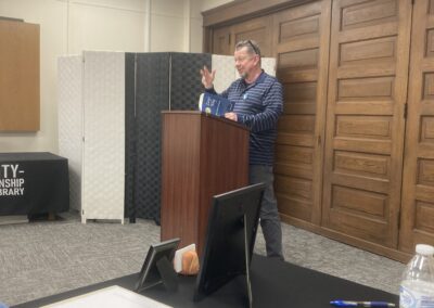 Mark reading from Chapter 9 of Lucy's Way at Gas City-Mill Township Public Library on November 8, 2025.