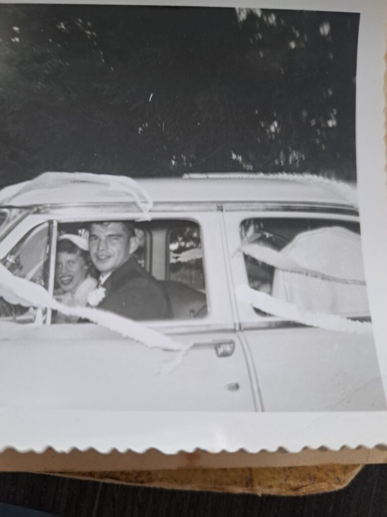 A great attic find: Mom and Dad on their wedding day, circa 1955.