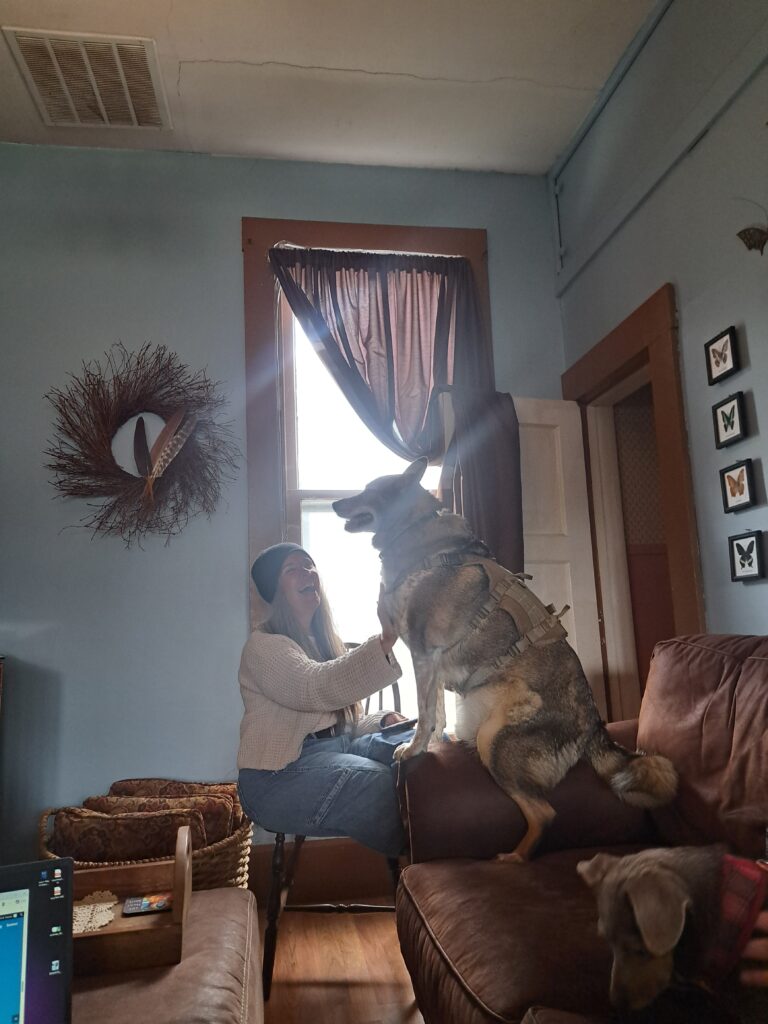 Chip doing his riding a motorcycle pose for Wende.