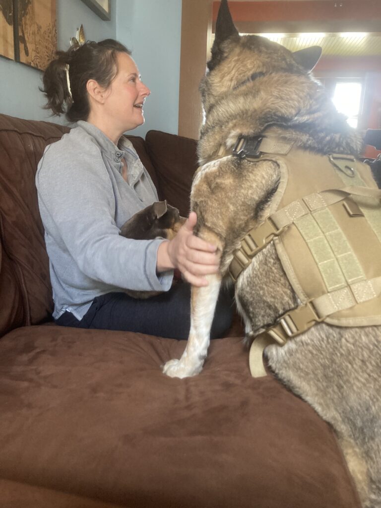 Chip hanging on Loretta's every word.