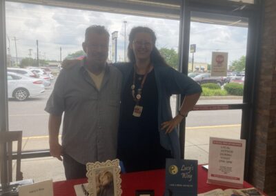 Hostess with the mostest: Half Price Books employee Emily, right, did a fantastic job hosting Mark at Half Price Books in Fort Wayne, Indiana on July 11, 2026.
