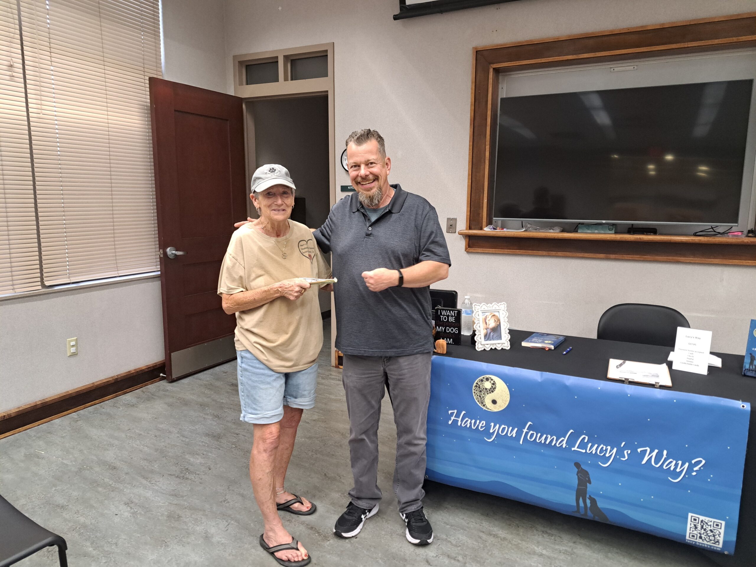 Mark with Vicki Savage of Elwood Animal Shelter. Mark donated $150 from his event at the Elwood Library to the shelter. Mark with Vicki Savage of Elwood Animal Shelter. Mark donated $150 from his event at the Elwood Library to the shelter.