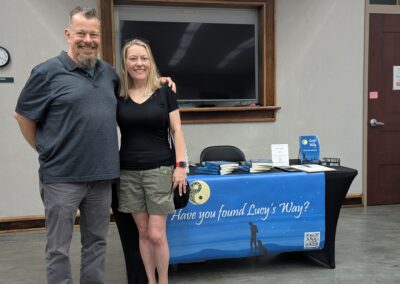 Mark with former supervisor Sally Tincher at Lucy's Way signing, Elwood Public Library, August 8, 2026.