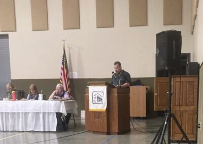 Mark reads from Lucy's Way: A Dog, A Drunk, and The Tao at the Indiana Extension Homemakers Association fall district event. Mark donated $160 of proceeds from Lucy's Way sales at the event back to IEHA. IEHA then donated that back toward rehabilitation services in Grant County.